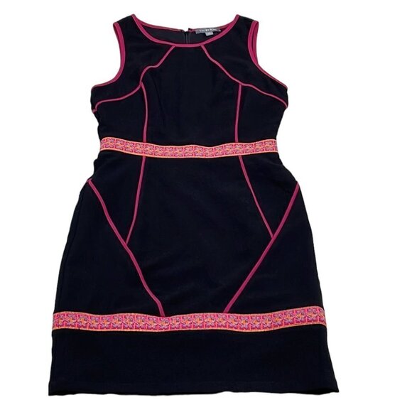 Tinley Road Midi Dress Sleeveless Black Pink Trim Sheath Size Small S - Picture 4 of 15